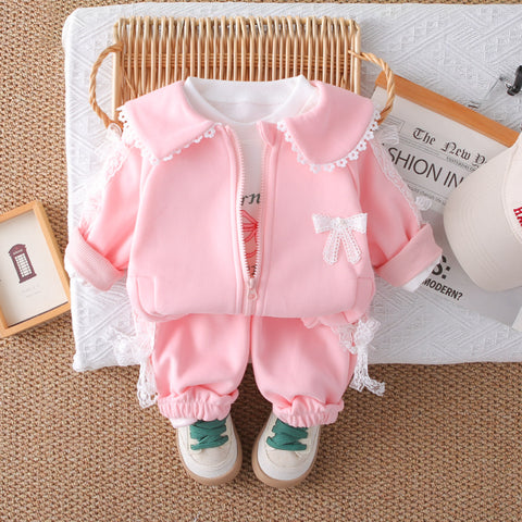 2-Piece Kids Outfit with Lace Bows – Pink or Purple (1-5 Years)