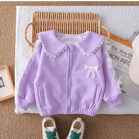 2-Piece Kids Outfit with Lace Bows – Pink or Purple (1-5 Years)