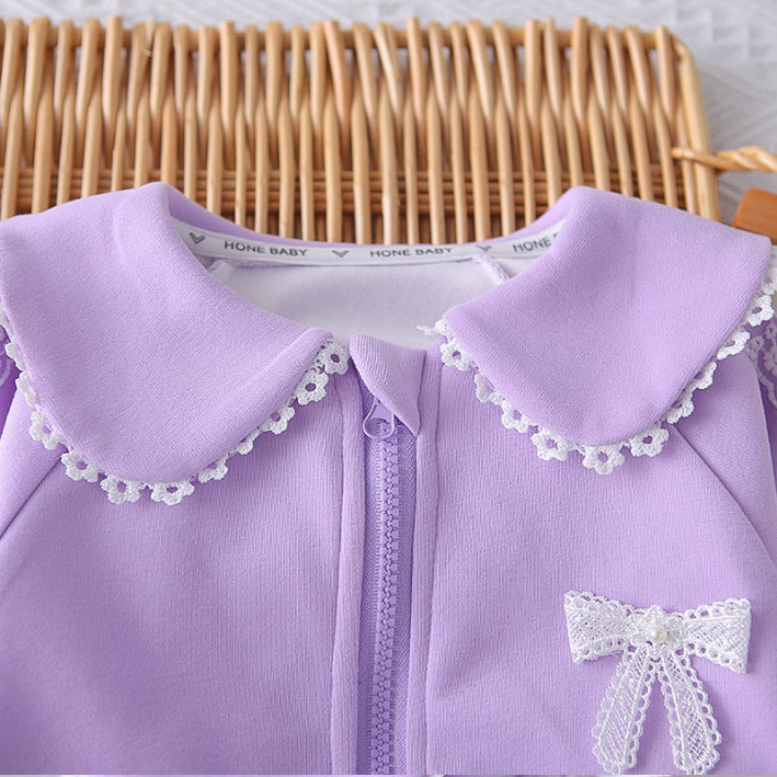 2-Piece Kids Outfit with Lace Bows – Pink or Purple (1-5 Years)