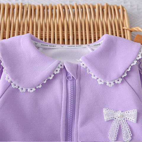 2-Piece Kids Outfit with Lace Bows – Pink or Purple (1-5 Years)