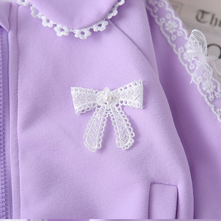 2-Piece Kids Outfit with Lace Bows – Pink or Purple (1-5 Years)