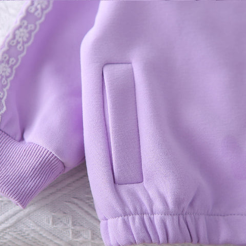 2-Piece Kids Outfit with Lace Bows – Pink or Purple (1-5 Years)