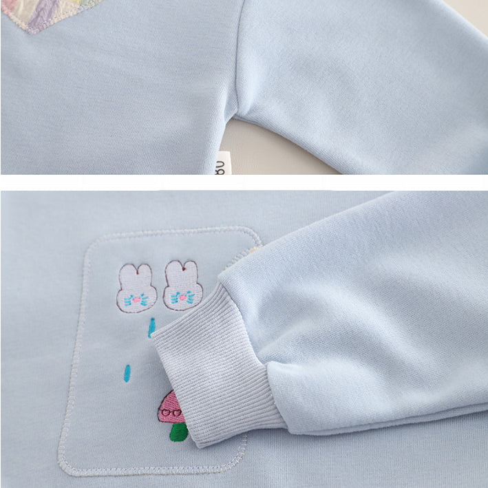 2-Piece Kids Light Blue Outfit with Heart & Bunny Detail (1-5 Years)