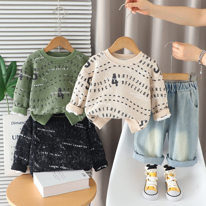 Unisex Kids Number Print Outfit – Green, Beige or Black (1-5 Years)