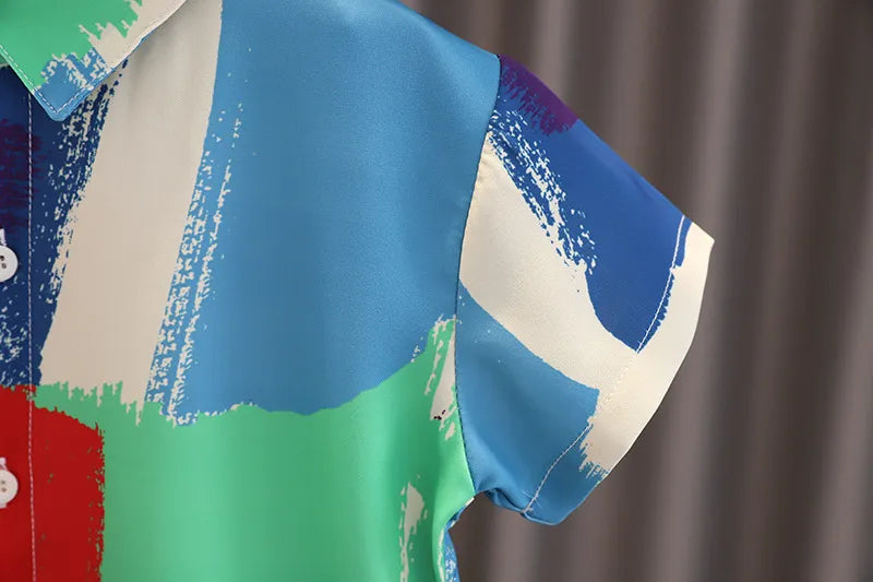 Abstract Color Splash Shirt & Shorts Set (1–5Y)