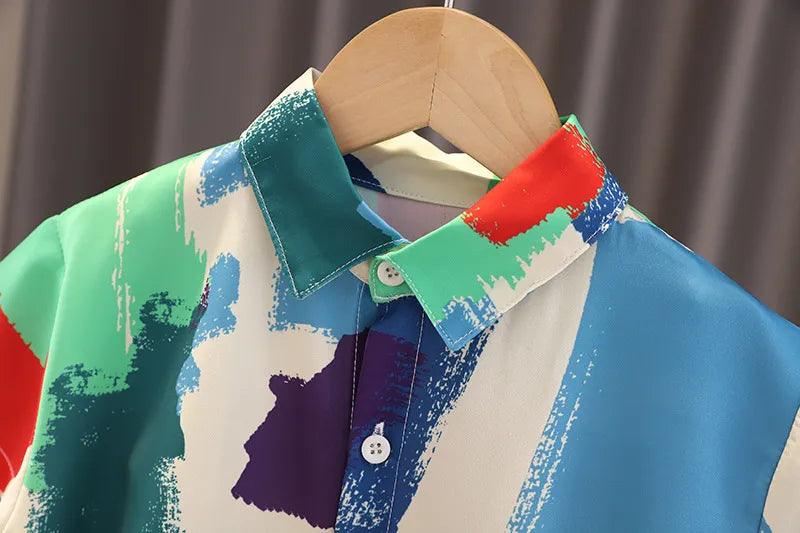 Abstract Color Splash Shirt & Shorts Set (1–5Y)
