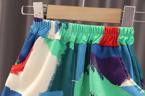 Abstract Color Splash Shirt & Shorts Set (1–5Y)