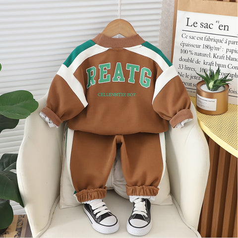 Boys Brown & Green Tracksuit Set (1-5 Years)