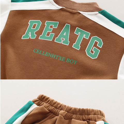 Boys Brown & Green Tracksuit Set (1-5 Years)