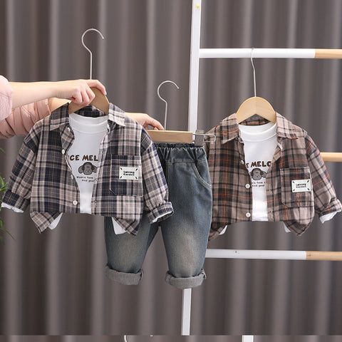 Boys 3-Piece Plaid Shirt, T-Shirt & Jeans Set (1-5 Years)