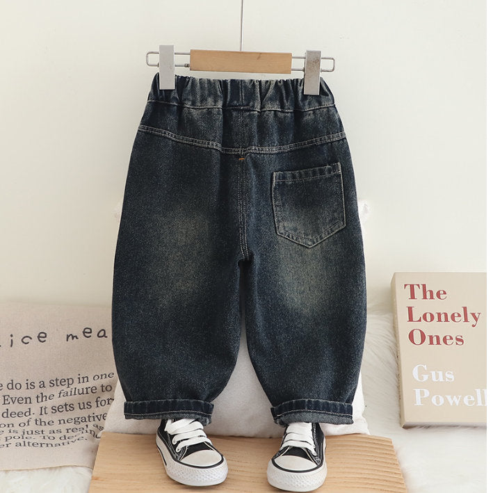 Boys Khaki Long Sleeve & Denim Patch Pants Set (1-6 Years)