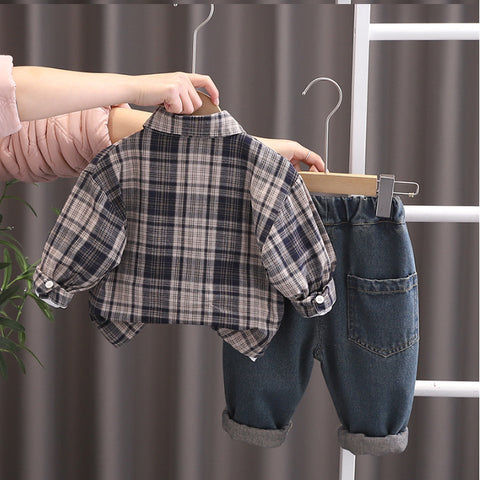 Boys 3-Piece Plaid Shirt, T-Shirt & Jeans Set (1-5 Years)