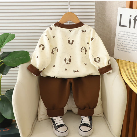 Toddler Puppy Design Cozy 2-Piece Fall Outfit (1-5 Years)