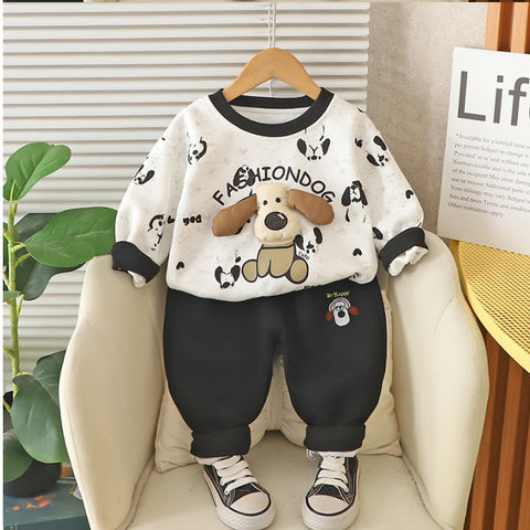 Toddler Puppy Design Cozy 2-Piece Fall Outfit (1-5 Years)