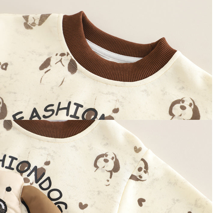 Toddler Puppy Design Cozy 2-Piece Fall Outfit (1-5 Years)