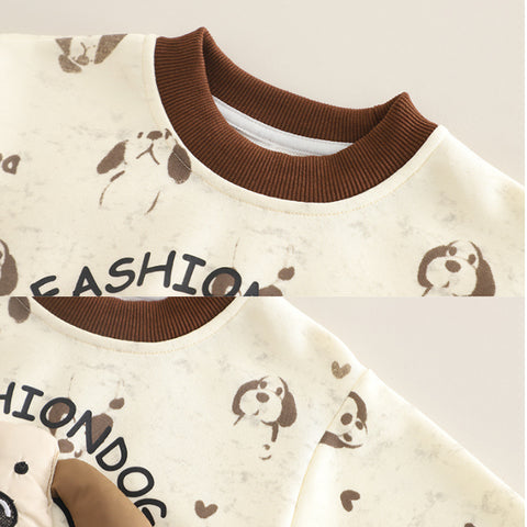 Toddler Puppy Design Cozy 2-Piece Fall Outfit (1-5 Years)