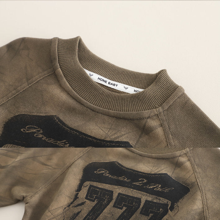 Boys Khaki Long Sleeve & Denim Patch Pants Set (1-6 Years)