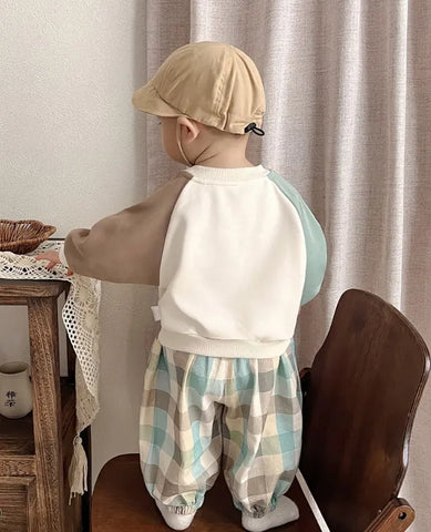 Boys Sweatshirt & Plaid Pants Outfit Set | 1–4 Years