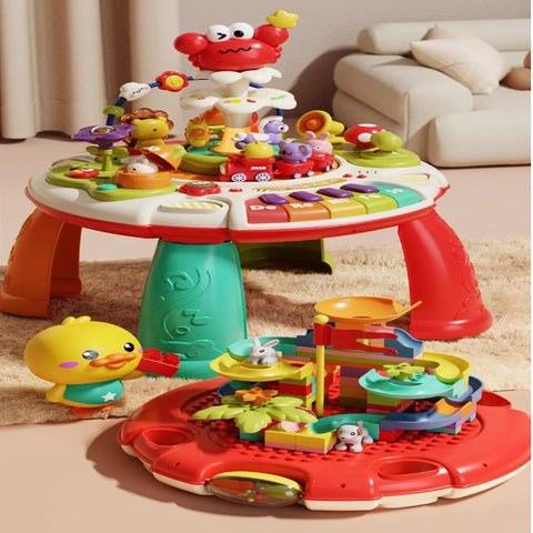 2-in-1 Musical Activity Table with Piano & Animal Track – Learning Through Play