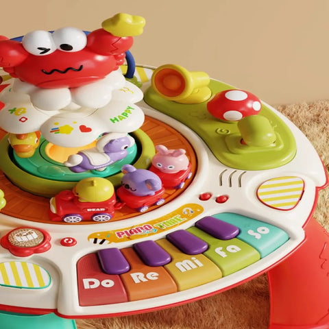2-in-1 Musical Activity Table with Piano & Animal Track – Learning Through Play