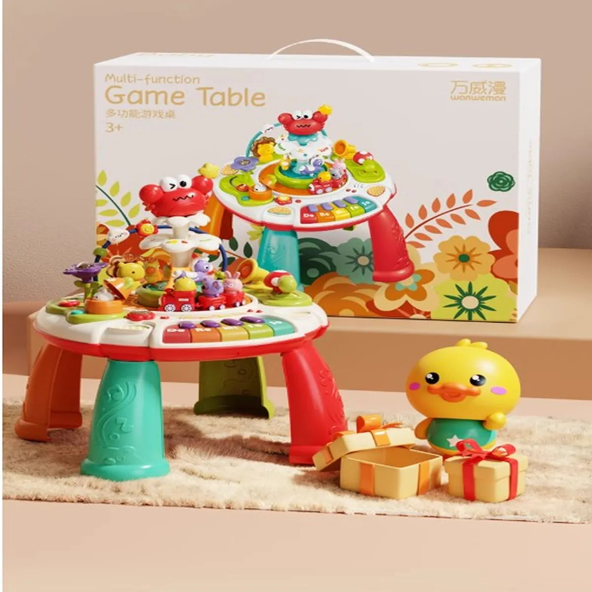 2-in-1 Musical Activity Table with Piano & Animal Track – Learning Through Play