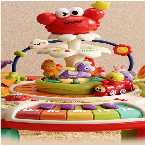 2-in-1 Musical Activity Table with Piano & Animal Track – Learning Through Play